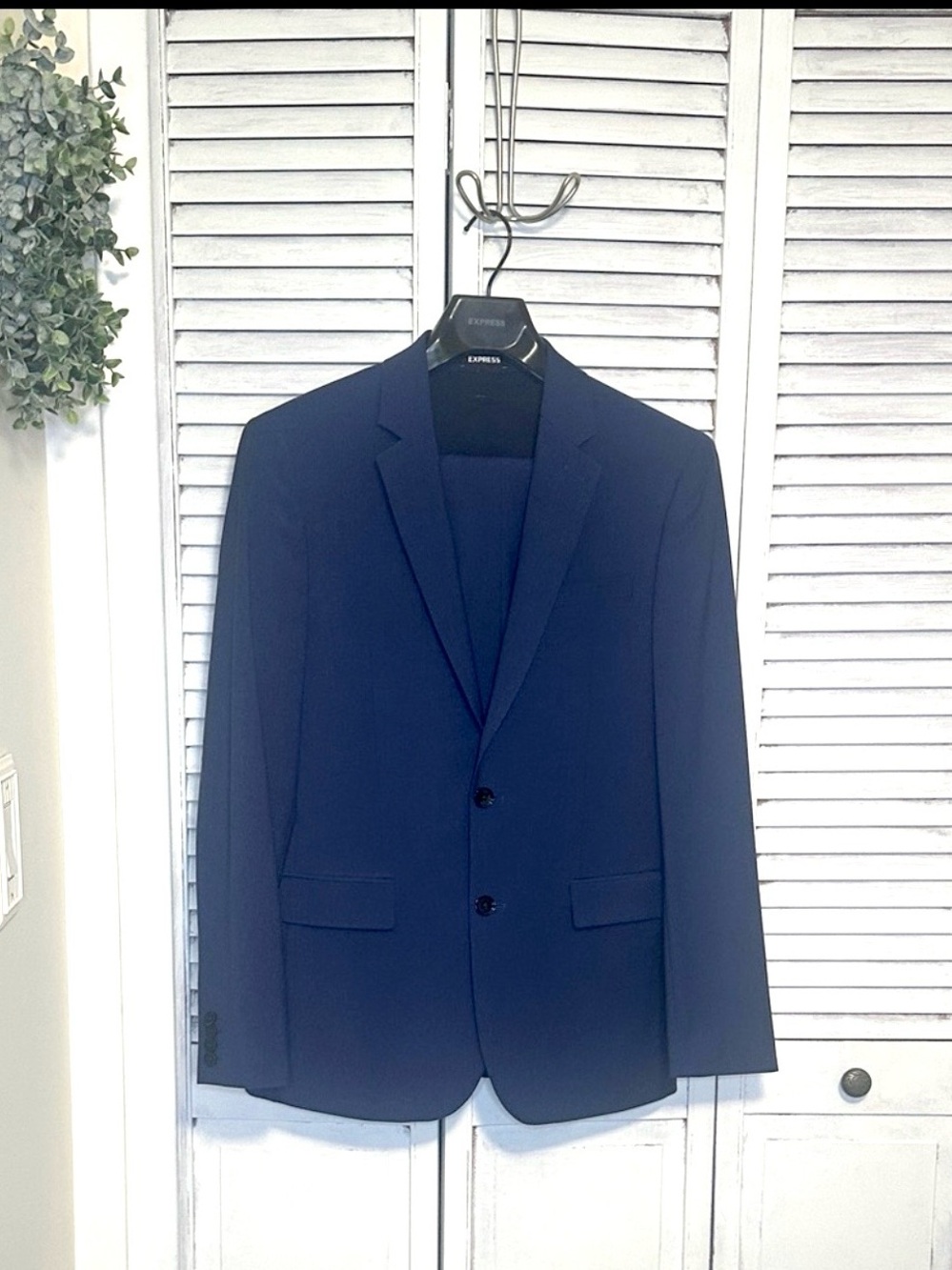 Express Men's royal/Navy Suit Jacket - Two-Button Blazer and matching suit pants
